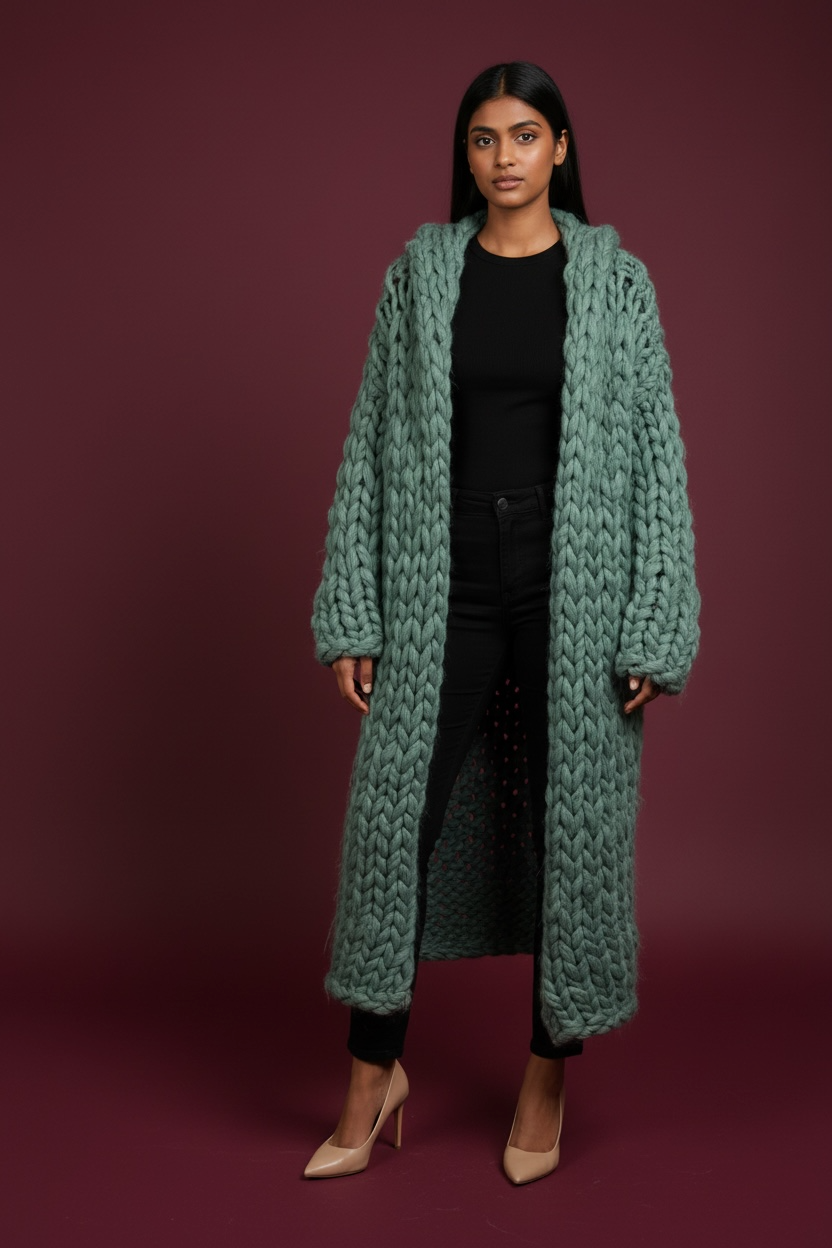 Manteau en laine vert