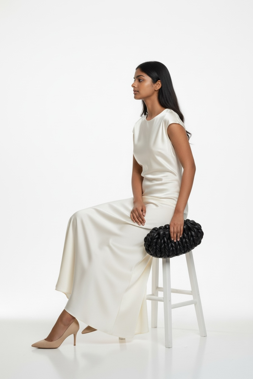 Pochette Ava Noir chromé